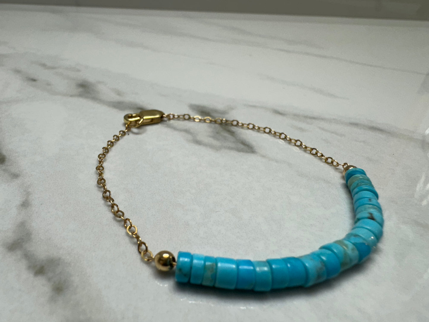 Heishi Beaded Gold-Fill Fine Chain Bracelet