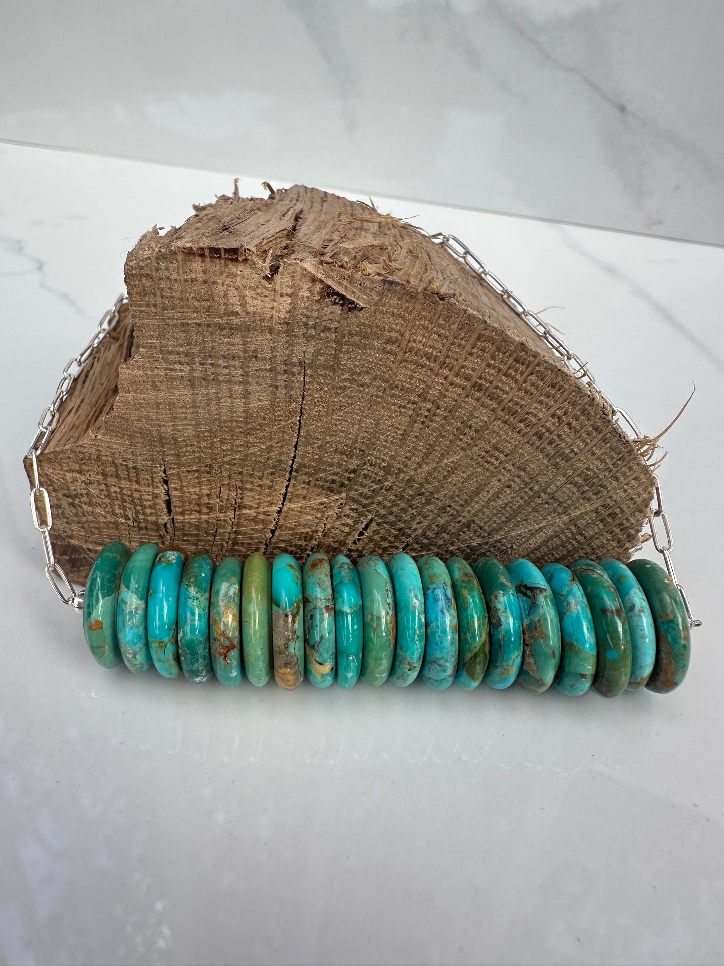 Paperclip Chain Disk Bar Necklace