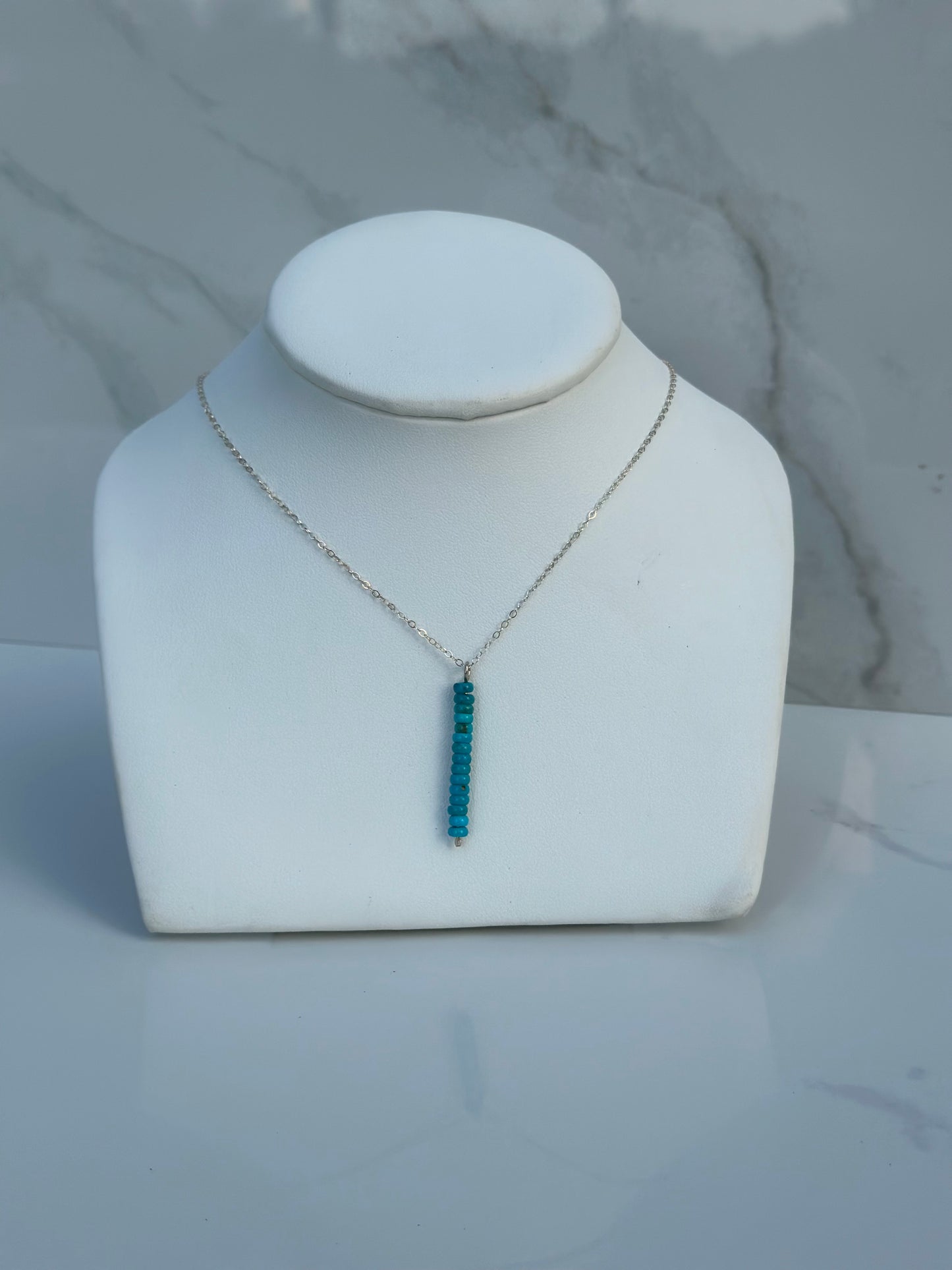 Turquoise beaded single dangle necklace