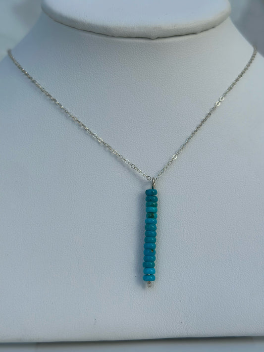 Turquoise beaded single dangle necklace
