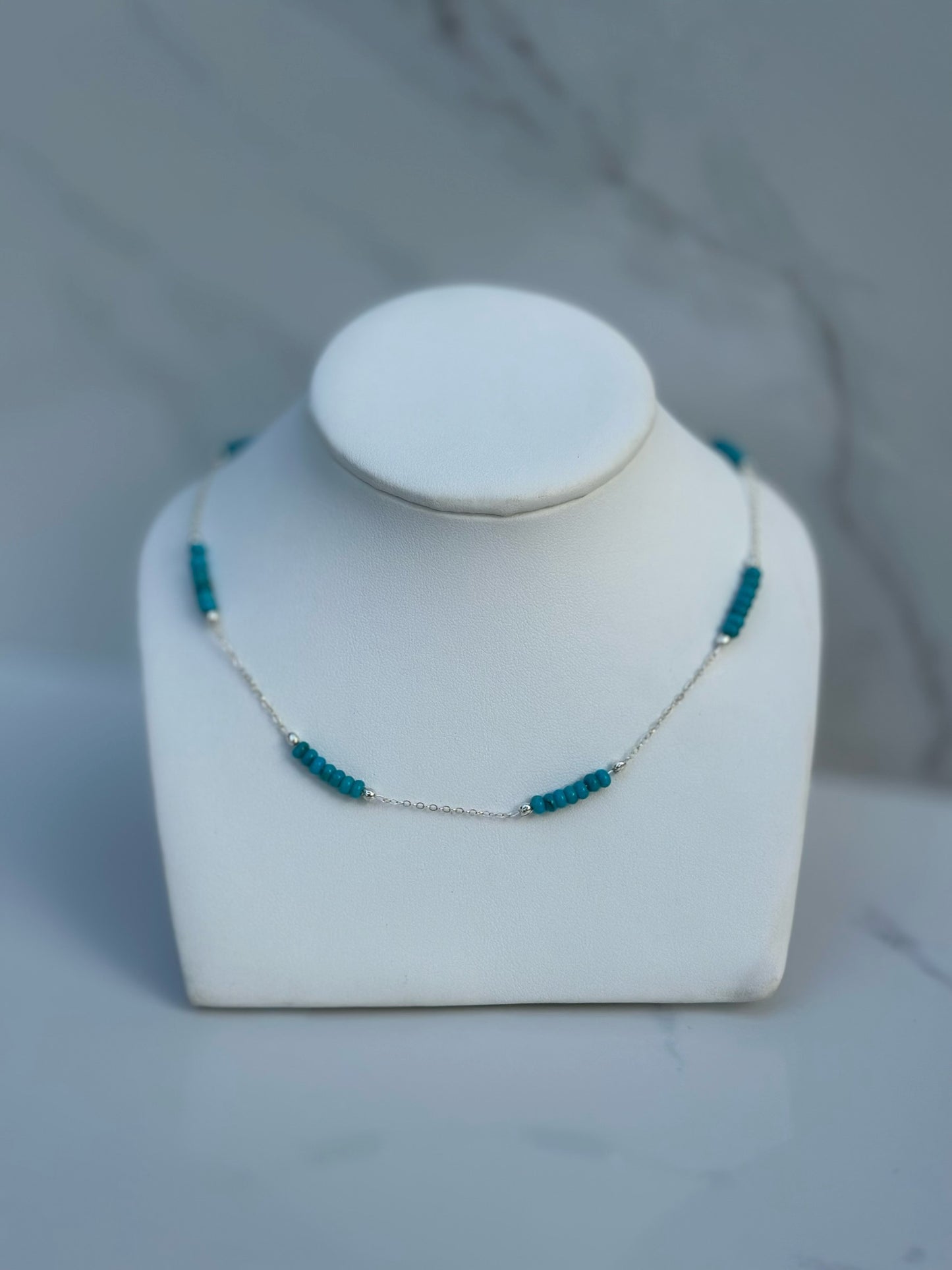 Beaded Segment Silver Necklace