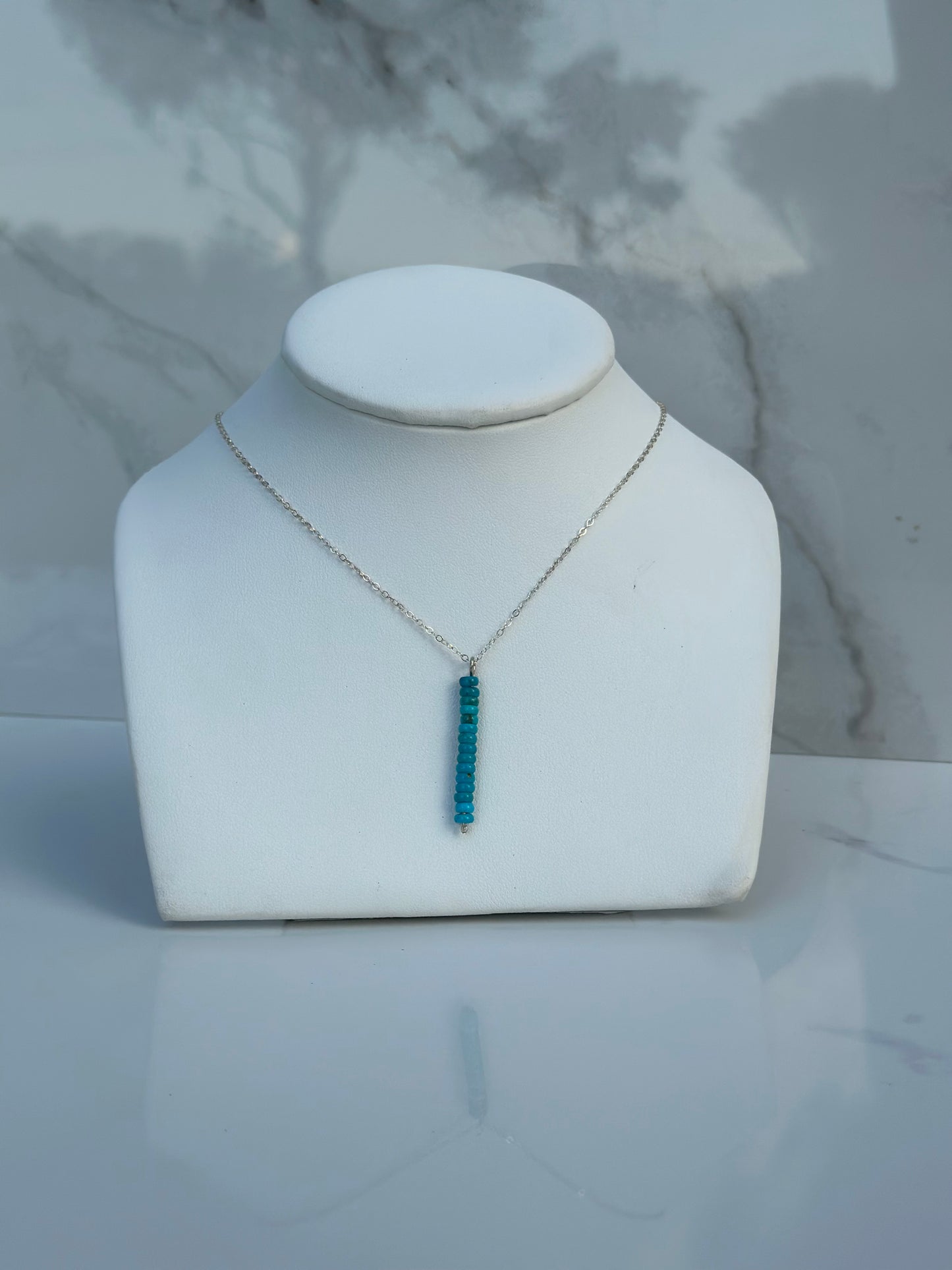 Turquoise beaded single dangle necklace