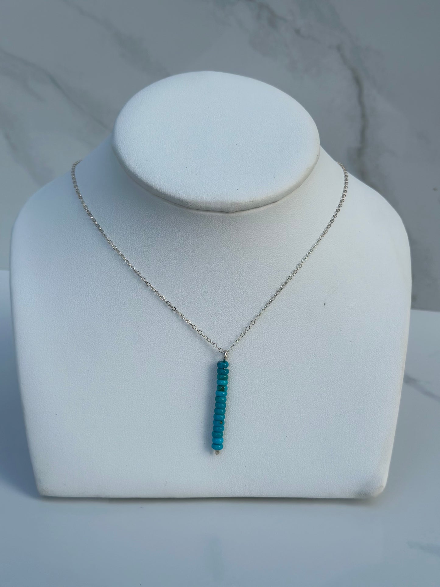 Turquoise beaded single dangle necklace