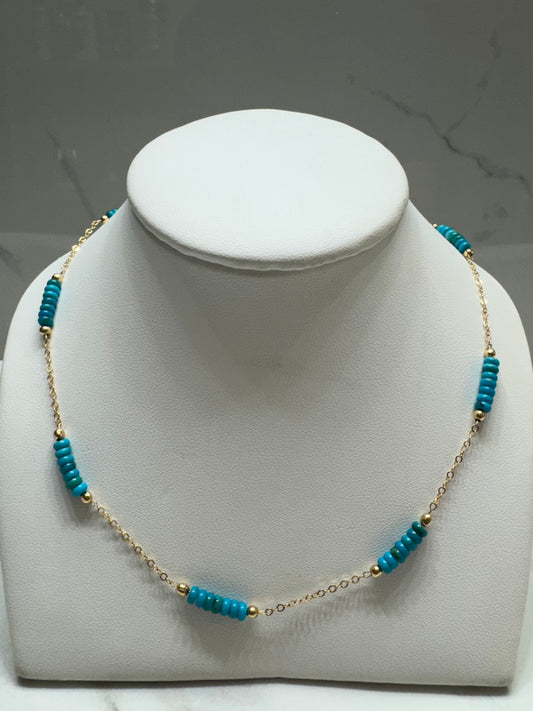 Beaded Segment Gold-Fill Necklace
