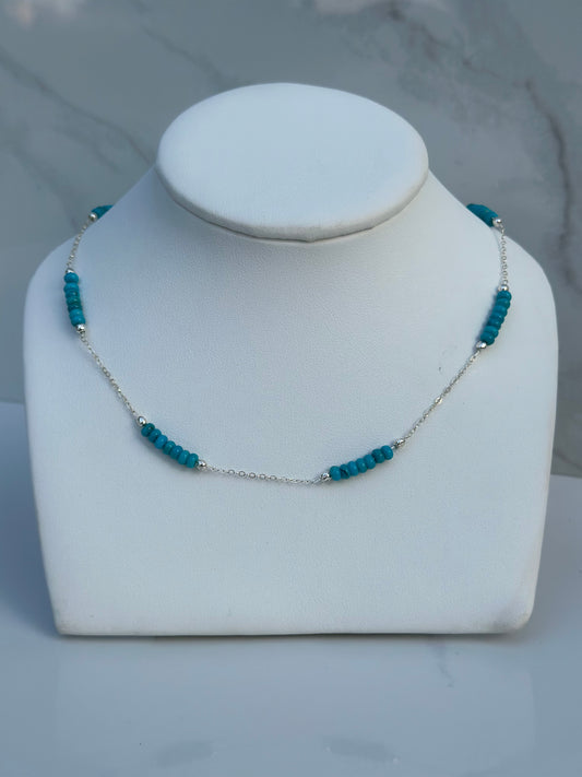 Beaded Segment Silver Necklace