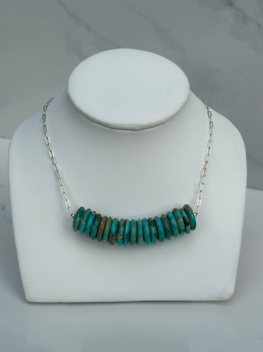 Paperclip Chain Disk Bar Necklace