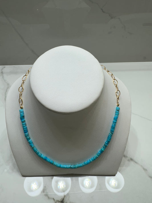 Heishi Beaded Oval Gold-Fill Necklace