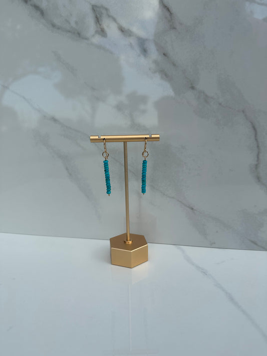 Turquoise Beaded Drop Bar Earrings