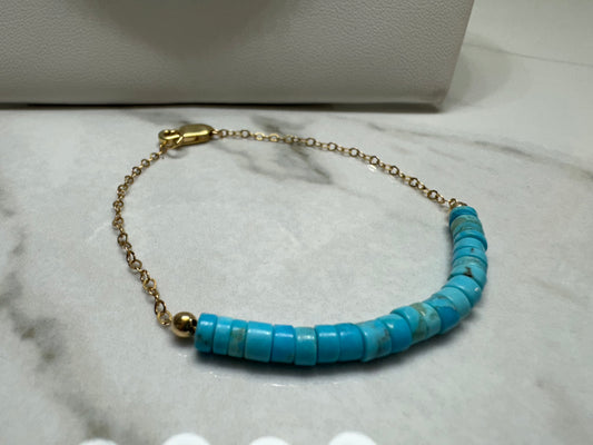 Heishi Beaded Gold-Fill Fine Chain Bracelet