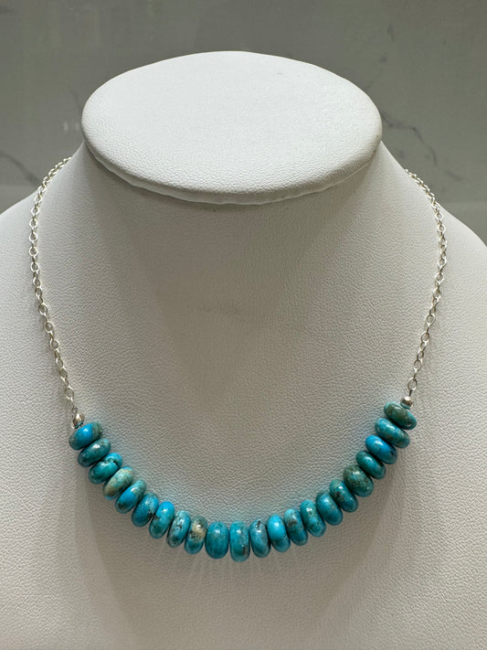 Silver Turquoise Large Beaded Necklace