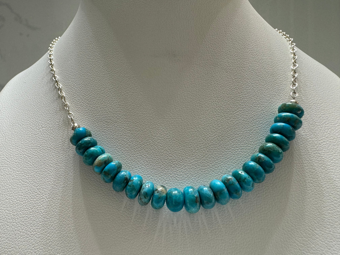 Silver Turquoise Large Beaded Necklace
